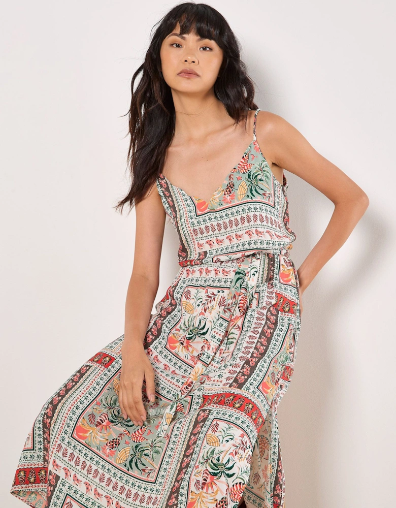 Tropical Print Camisole Midi Dress
