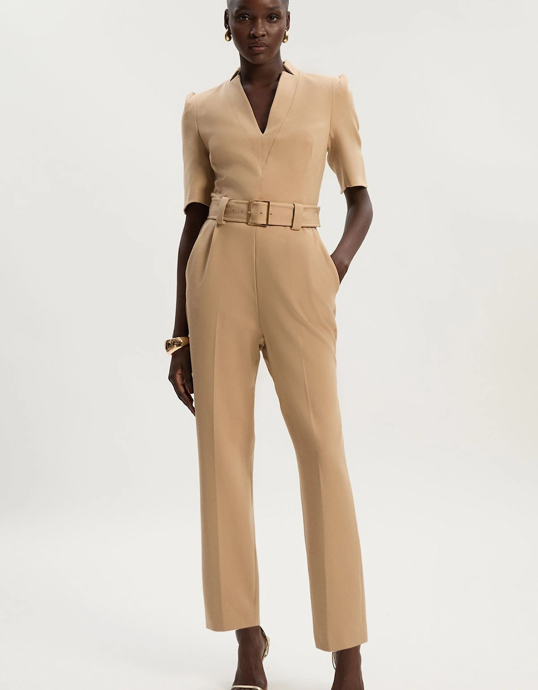 Structured Crepe Forever Belted Jumpsuit, 2 of 1
