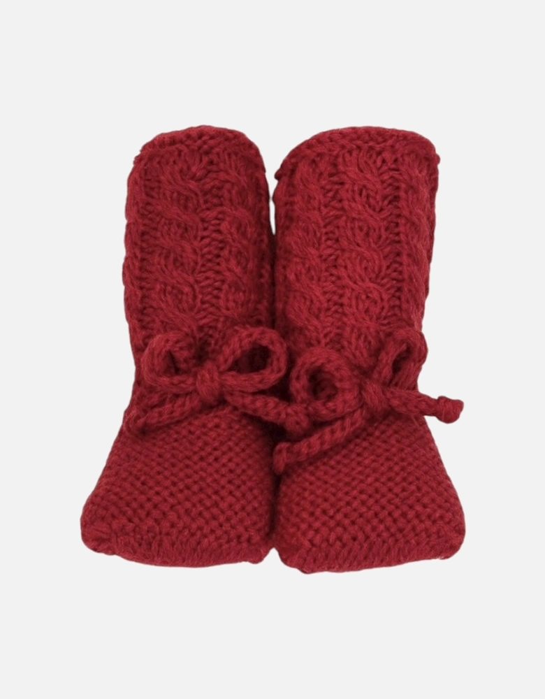 Dark Red Knit Booties