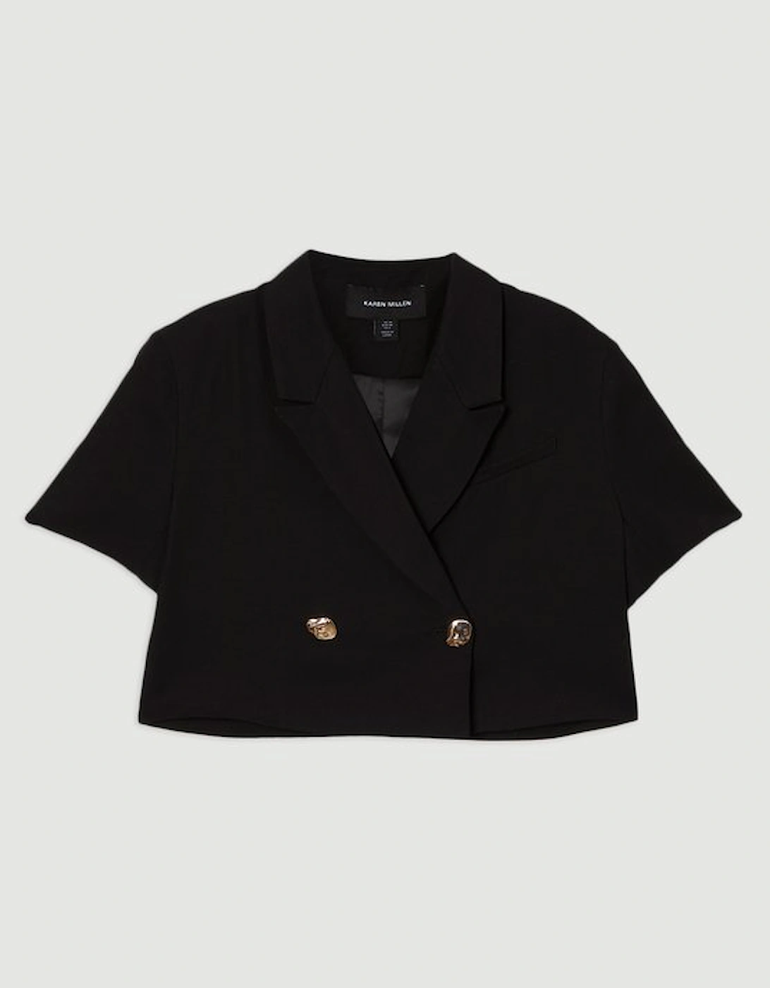 Viscose Linen Tailored Crop Short Sleeve Blazer