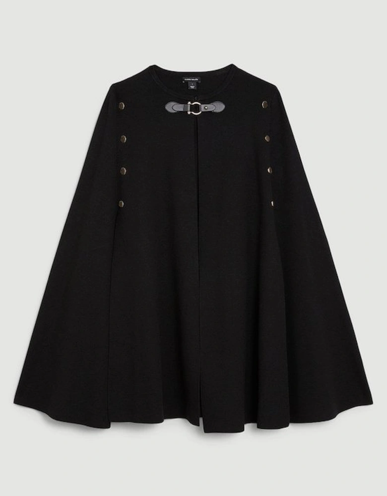Popper Detail Knit Cape