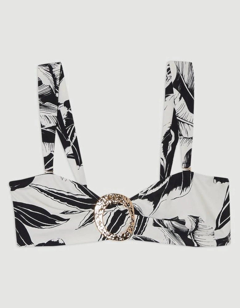 Slinky Bandeau Palm Print Bikini Top