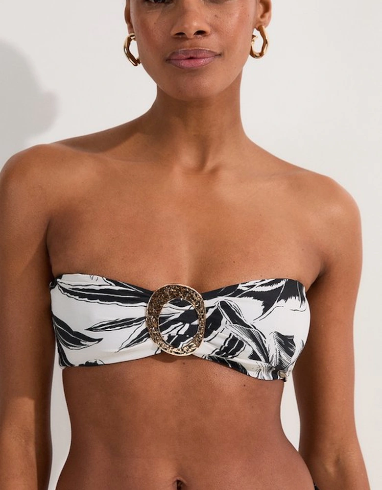 Slinky Bandeau Palm Print Bikini Top
