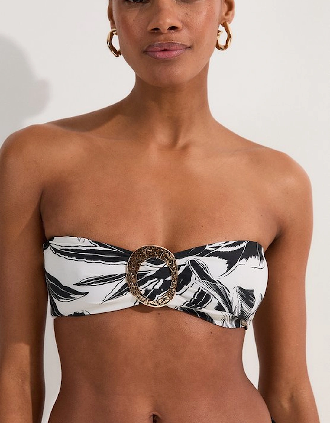 Slinky Bandeau Palm Print Bikini Top