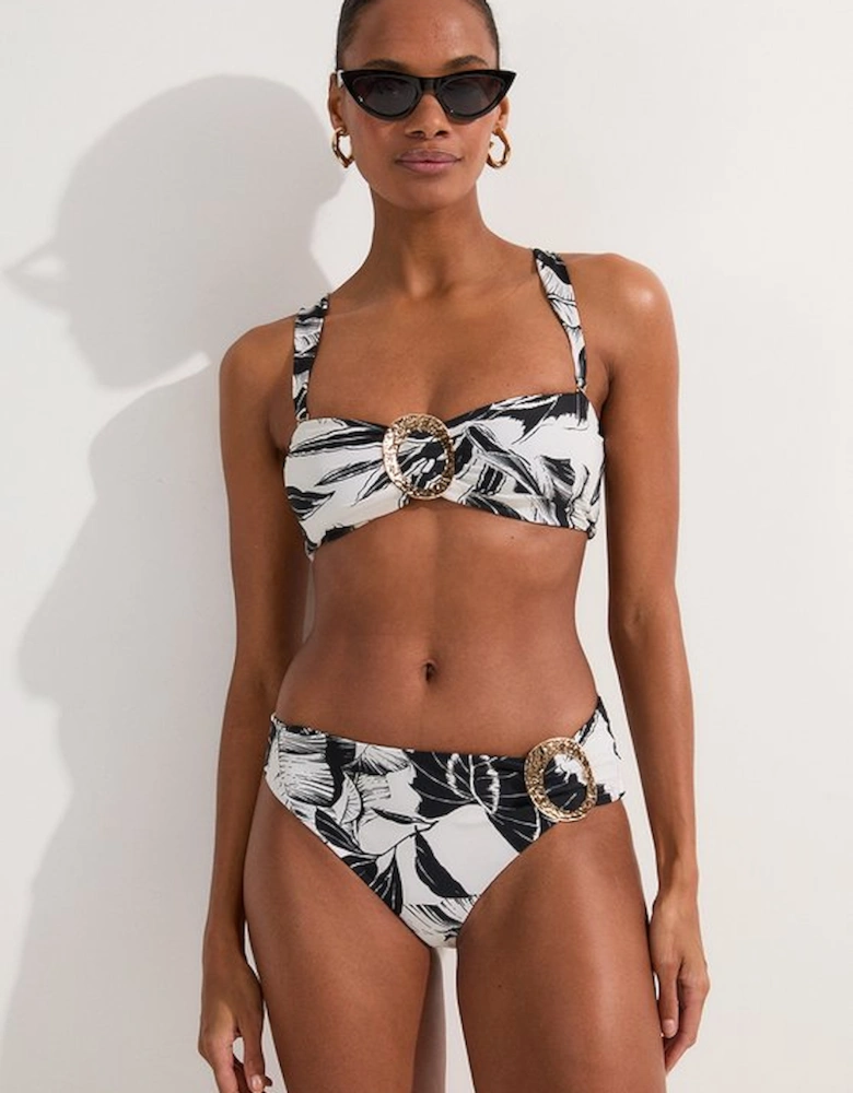 Slinky Bandeau Palm Print Bikini Top