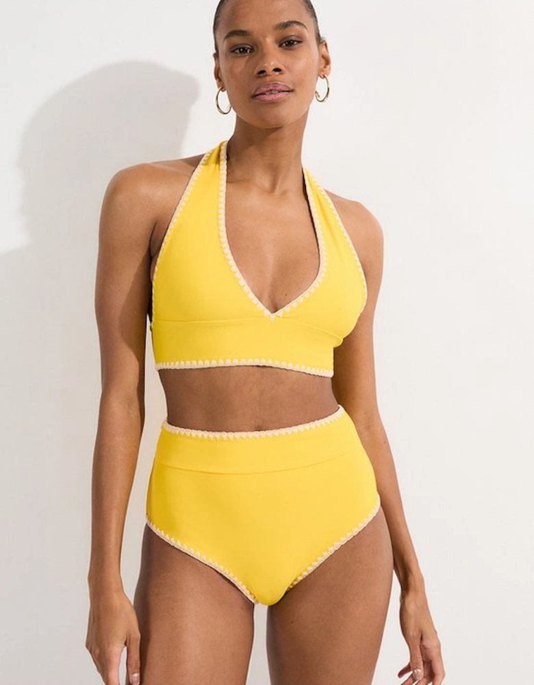 Stitch Detail High Waisted Bikini Bottoms