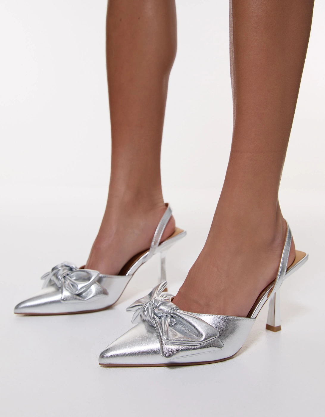 Metallic Pu Extreme Bow Slingback Court Heel, 2 of 1