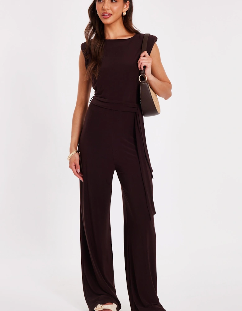 Brown Tie Waist Jumpsuit