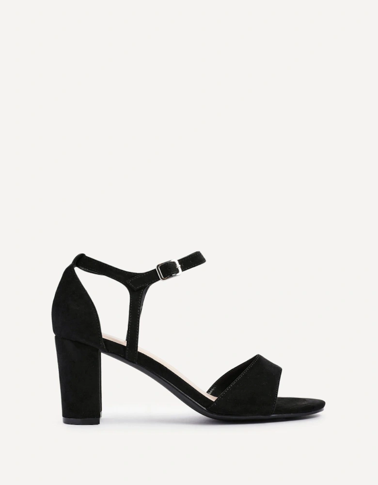 Abby Black Faux Suede Closed Back Block Heel Sandal