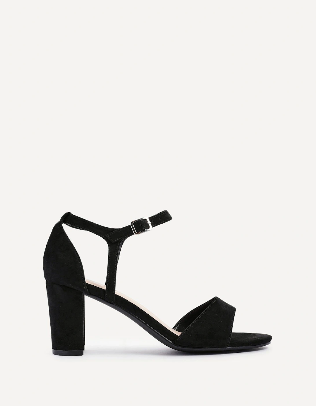 Abby Black Faux Suede Closed Back Block Heel Sandal, 2 of 1