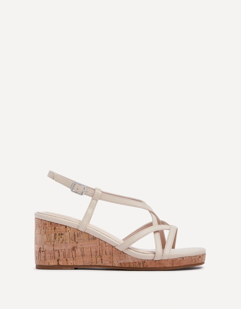 Safiya Nude Faux Leather Strappy Wedge Sandal