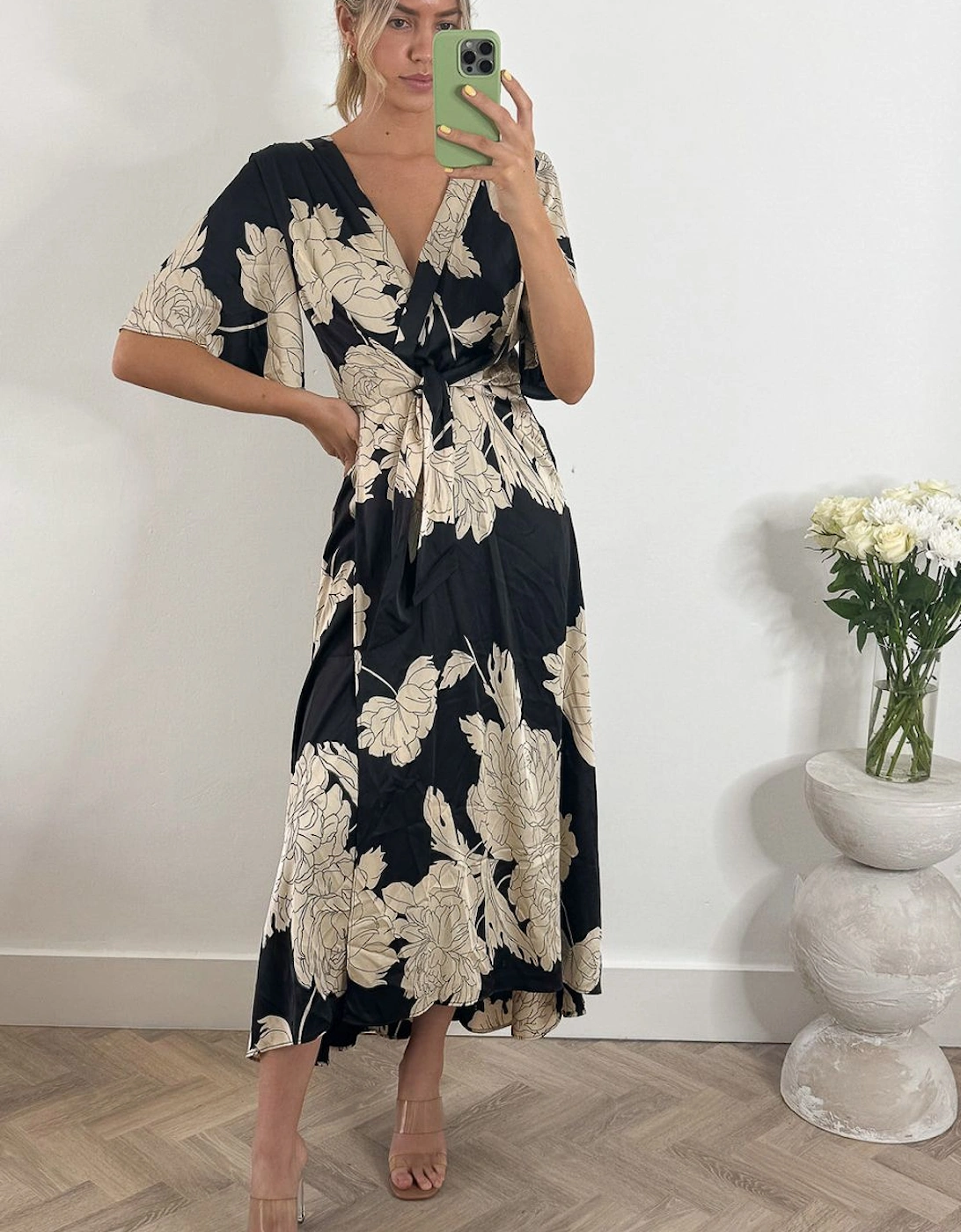 Willow Satin Wrap Tie Waist Dress, 2 of 1