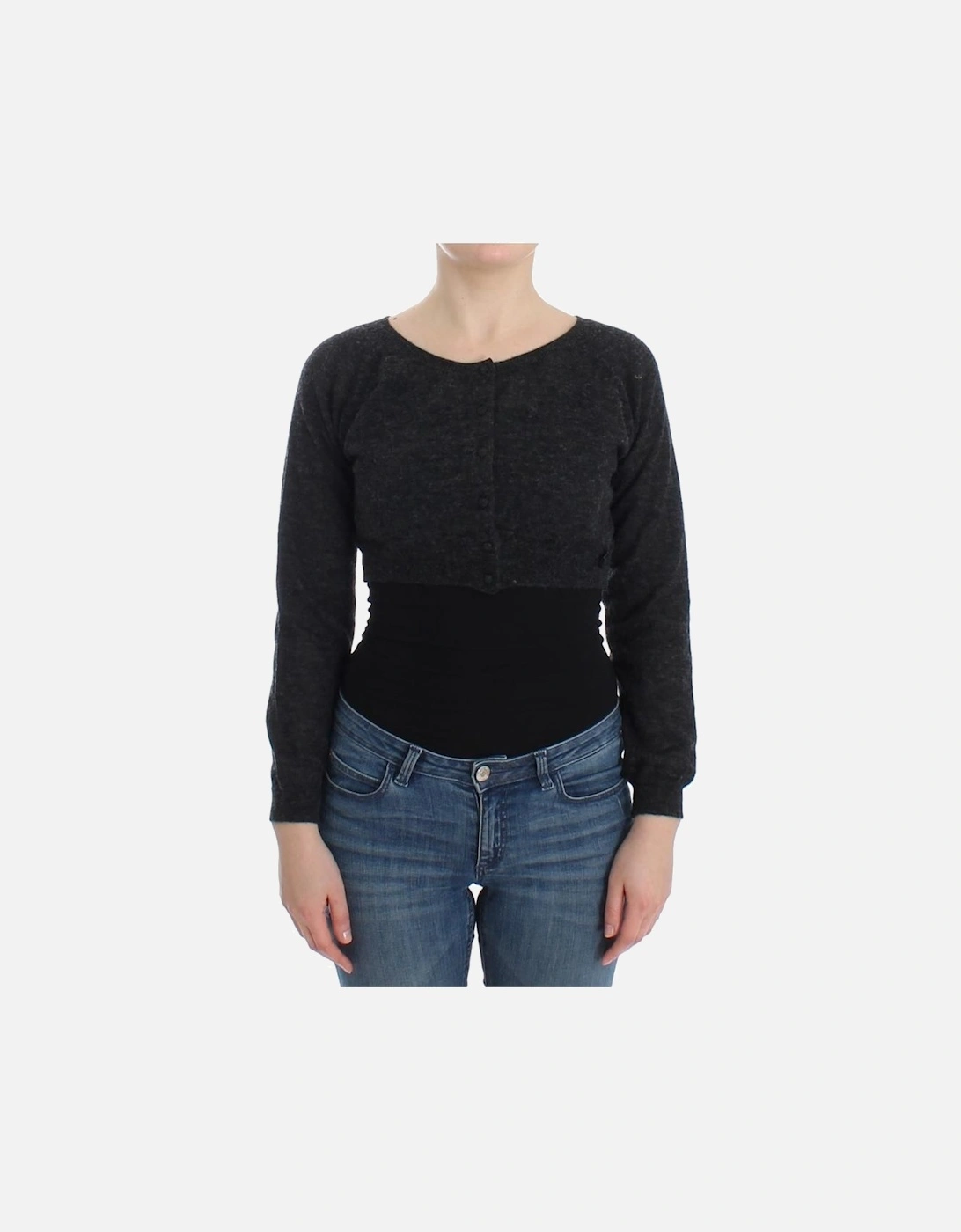 Cropped Cardigan Long Sleeves Knitwear - Gray Sweaters, 2 of 1