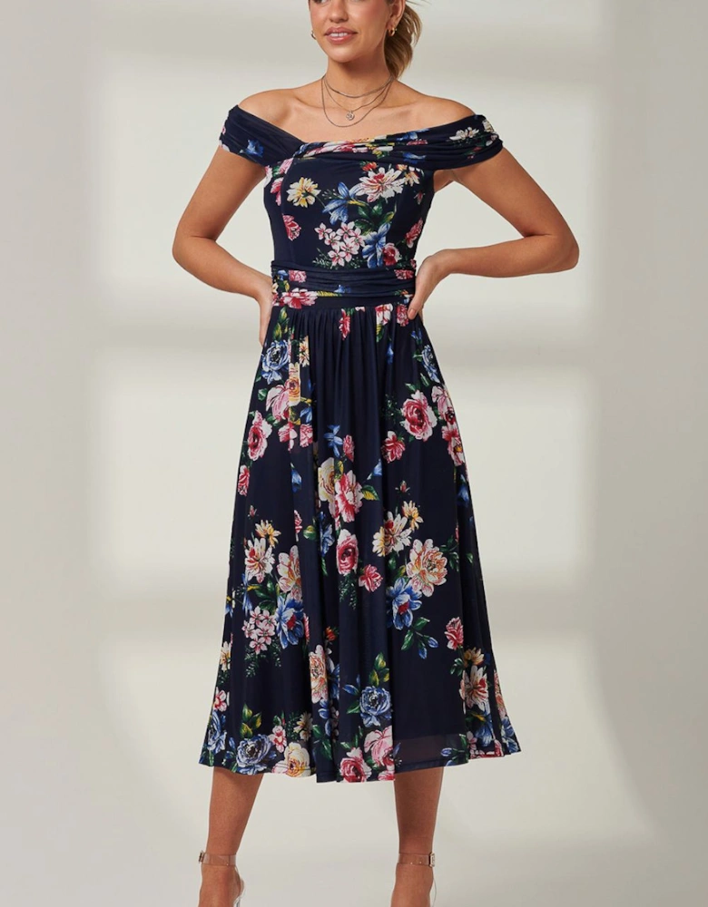 Rawiya Bardot Neck Mesh Dress