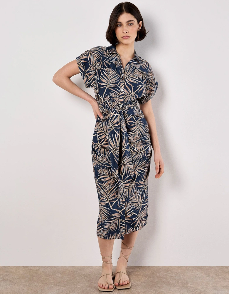 Palm Leaf Shirt Midi Dress