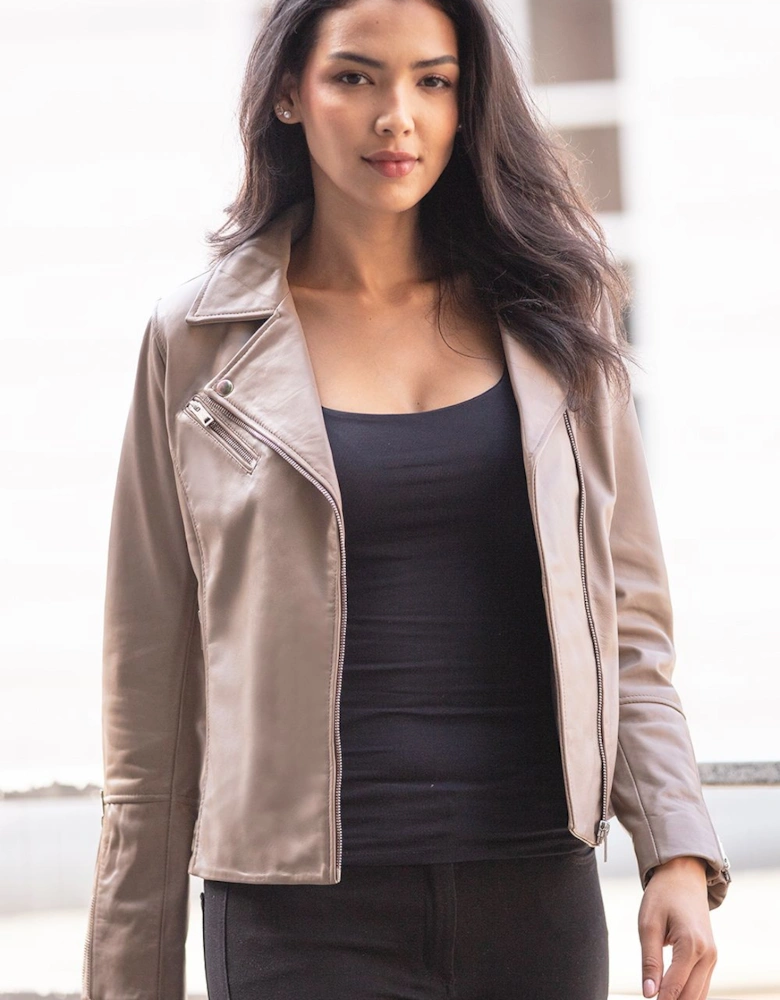 'Giulia' Ladies Veg Tanned Leather Biker Jacket