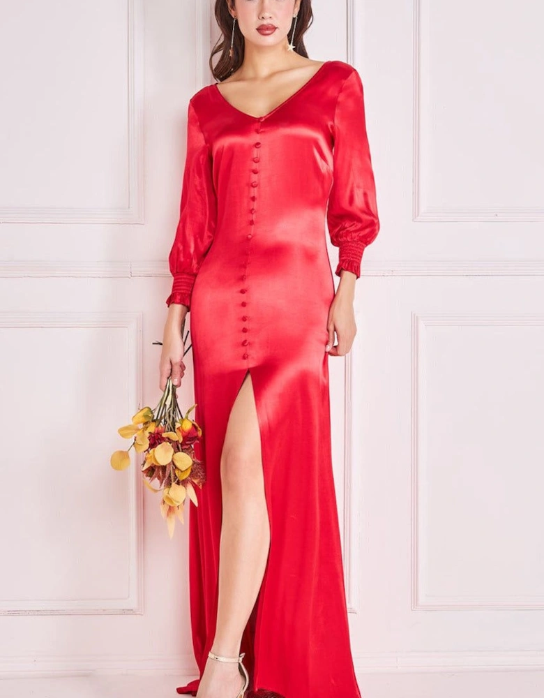 Satin Viscose Front Split Maxi
