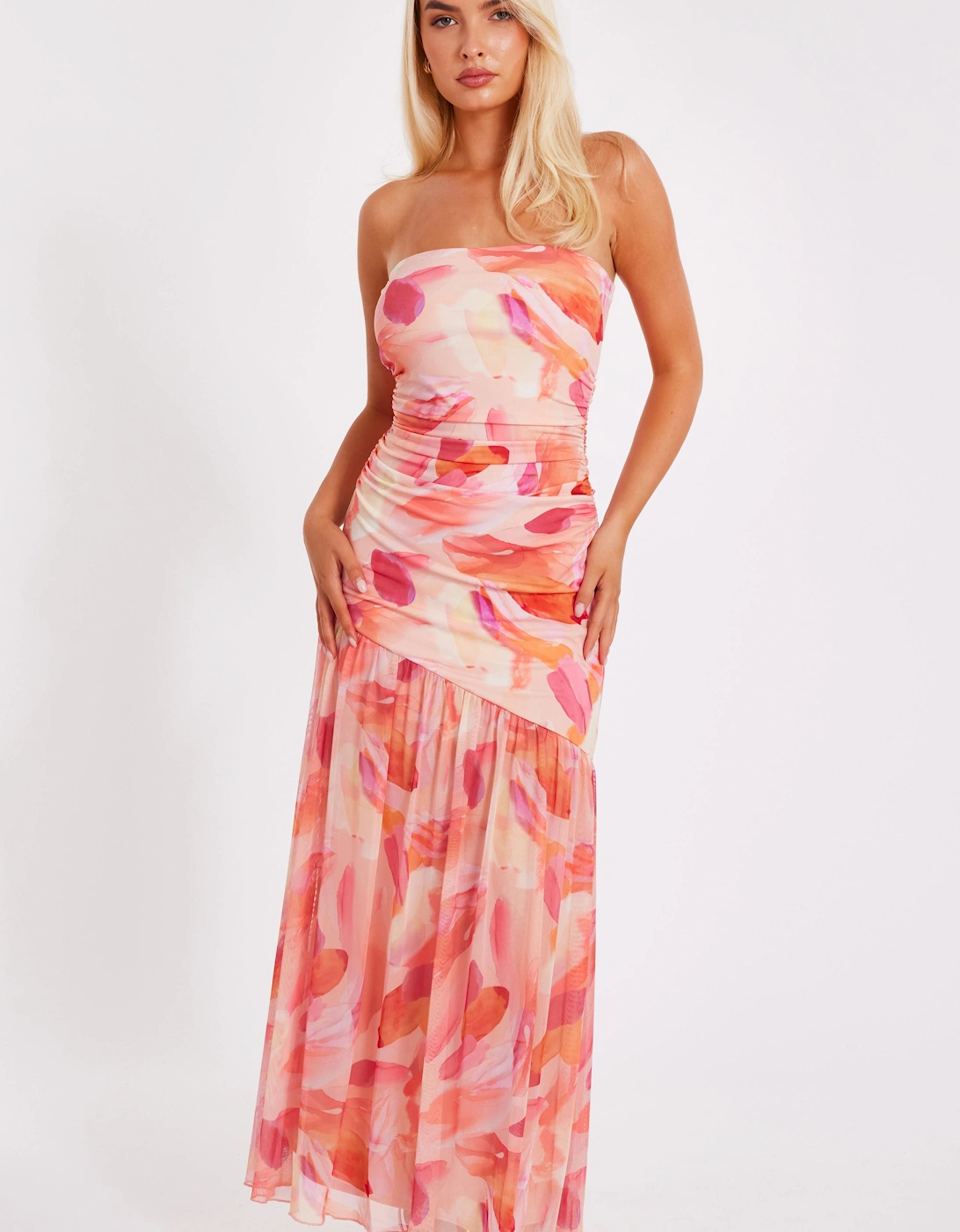Coral Mesh Floral Midaxi Dress, 2 of 1