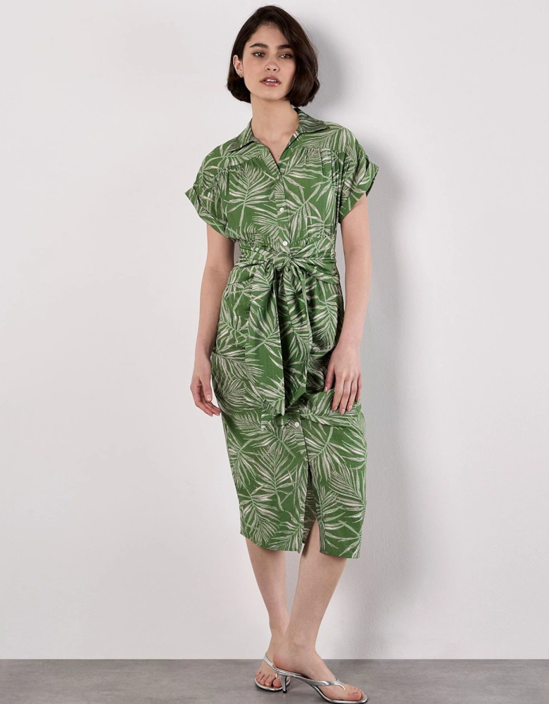 Palm Leaf Shirt Midi Dress
