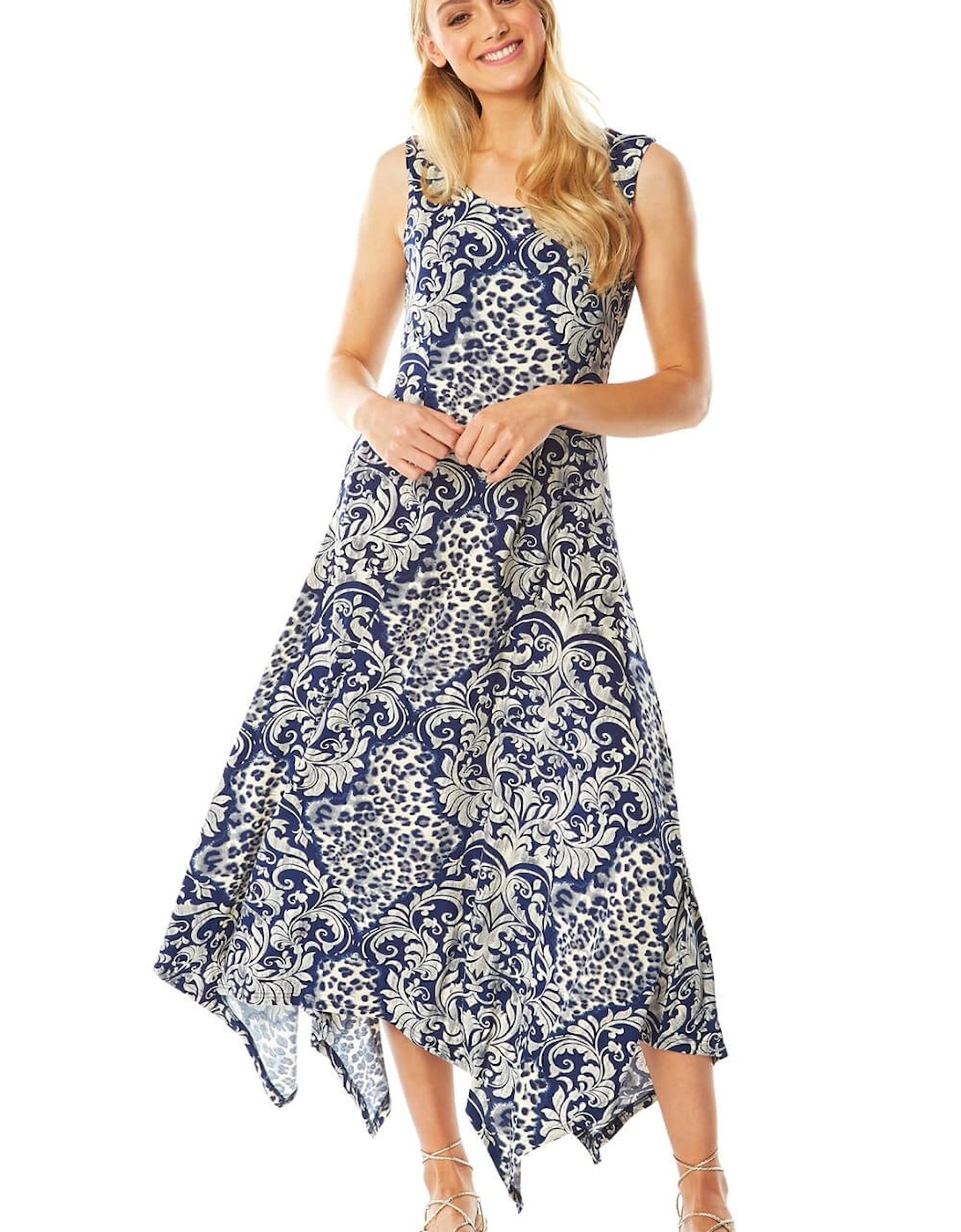 Contrast Hanky Hem Asymmetric Midi Dress, 2 of 1