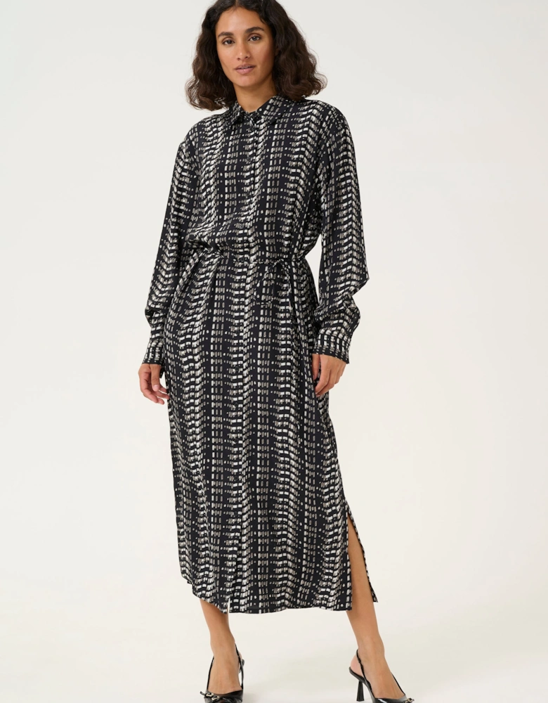 KAalice Maxi Length Belted Shirt Dress Printed