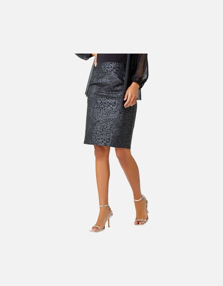 Animal Print Elastic Waist Pencil Skirt