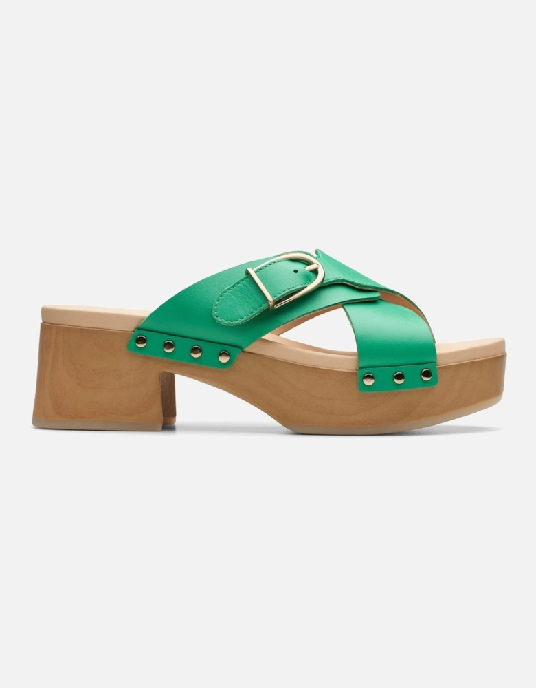 Sivanne Walk Green Leather Platform,Heeled Sandals