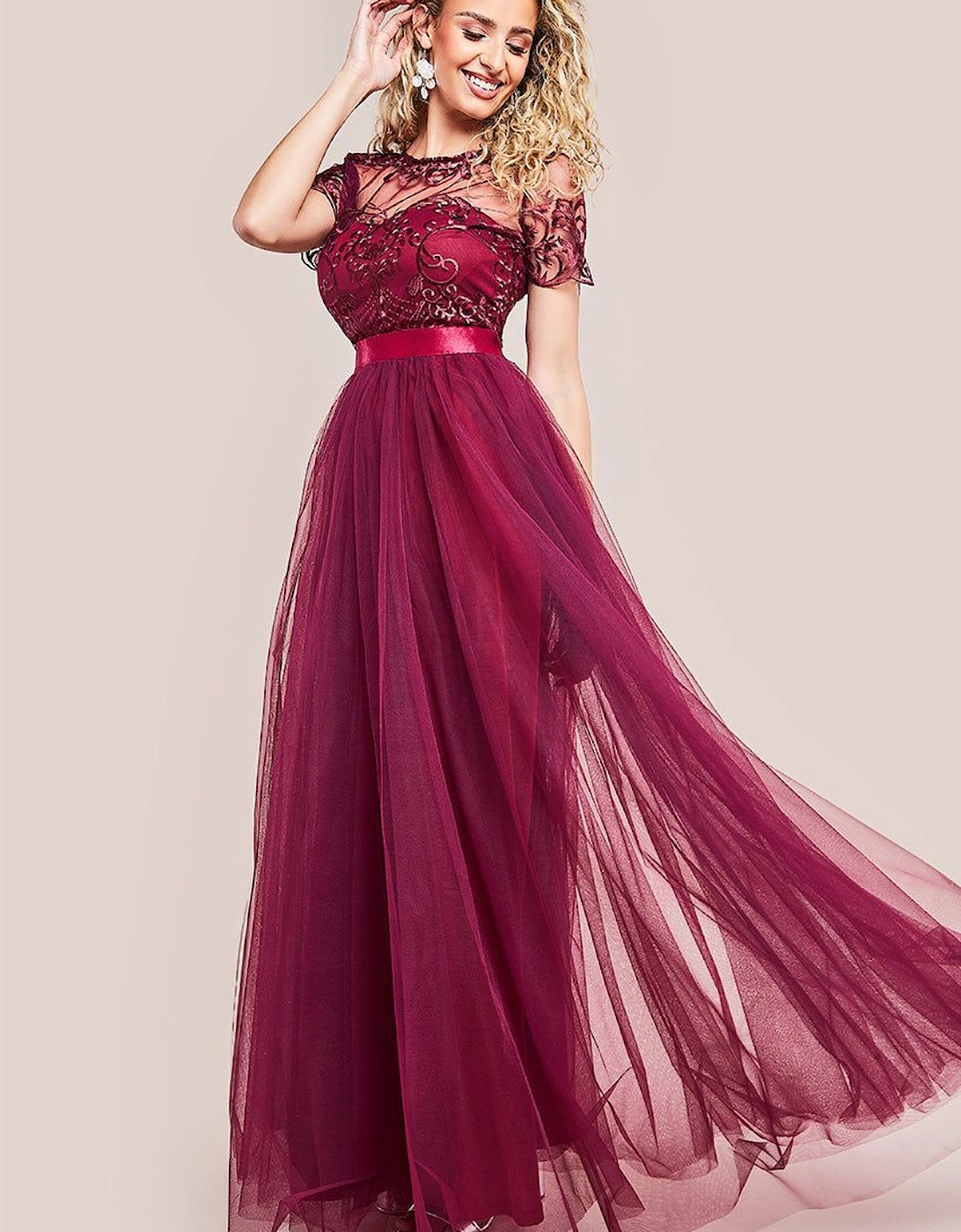 Embroidered Mesh Maxi Dress, 2 of 1