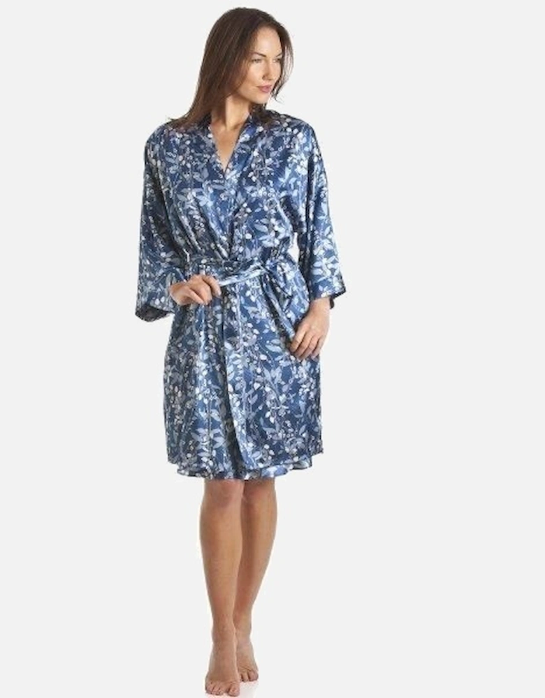 Luxury Kimono Style Floral Satin Chemise And Wrap Set