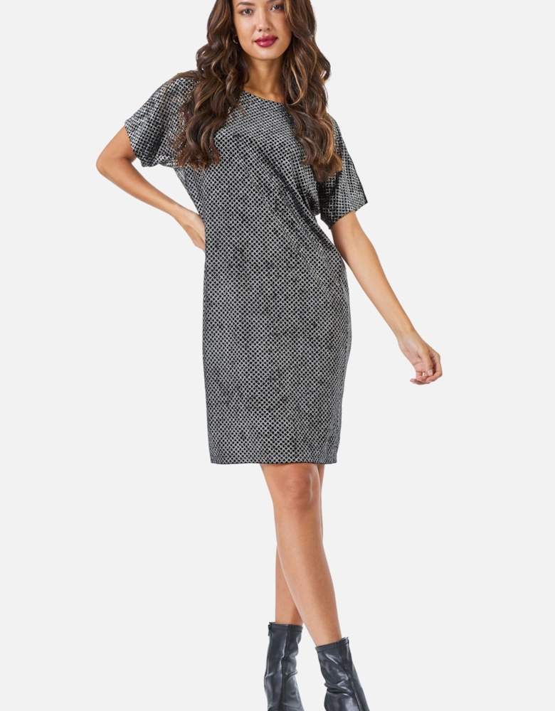 Glitter Spot Stretch Shift Dress