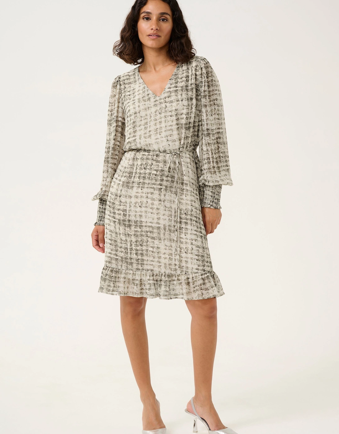 KAtrinike V-neck Long Sleeve Dress Checked, 2 of 1