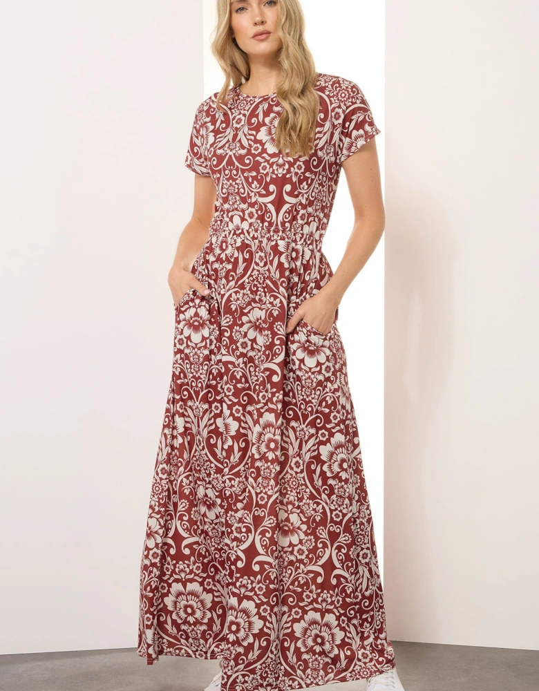 Tall Paisley Shirred Waist Maxi Dress