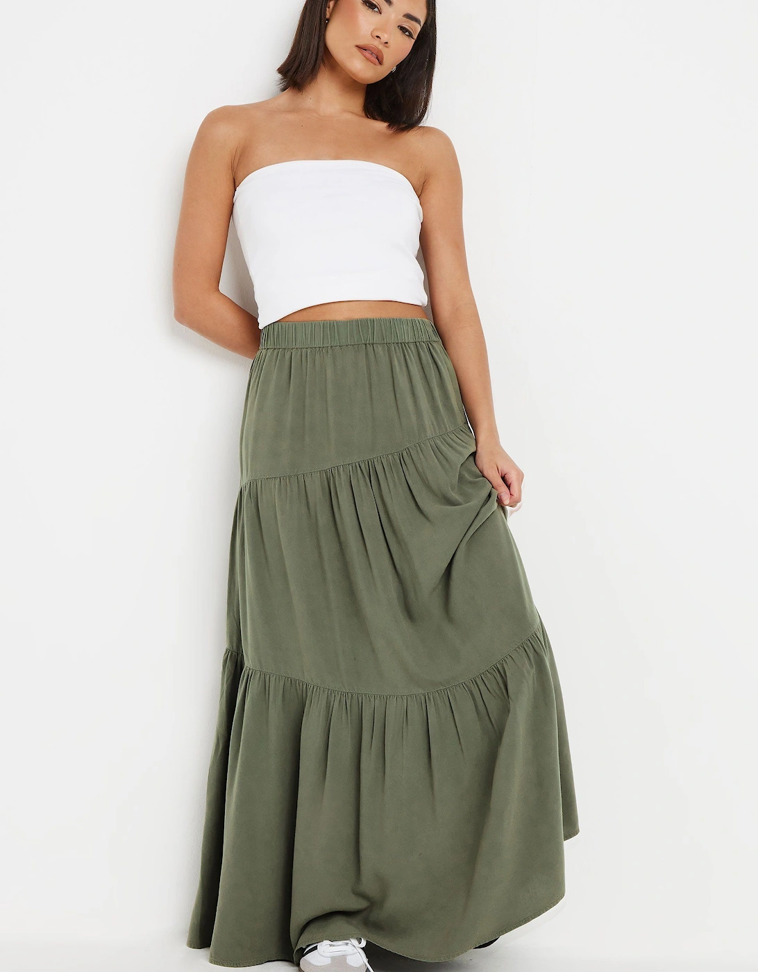 Petite Asymmetric Tiered Maxi Skirt, 2 of 1
