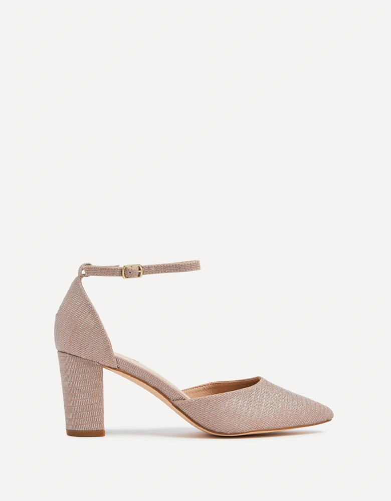 Jude Rose Gold Glitter Mid Height Court Shoe