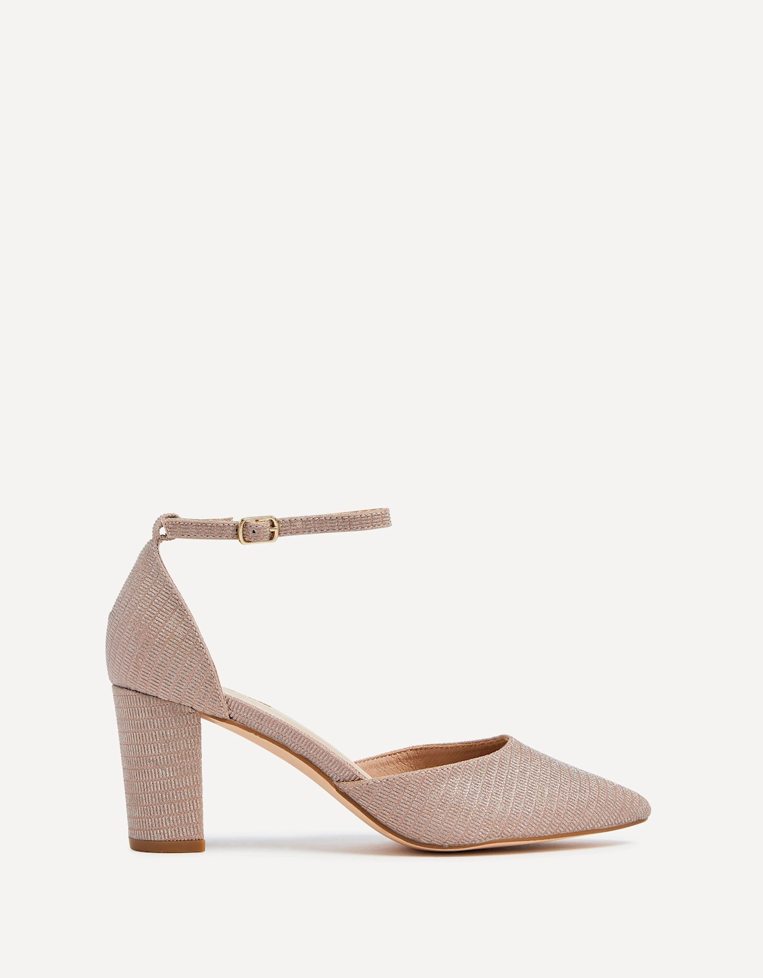 Jude Rose Gold Glitter Mid Height Court Shoe, 2 of 1