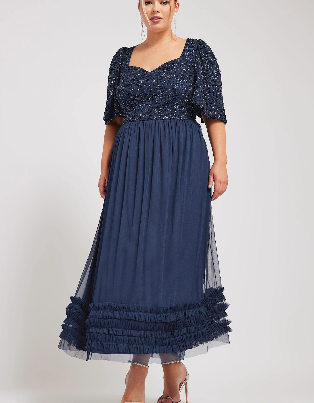 Sequin Sweetheart Ruffle Maxi Dress, 2 of 1