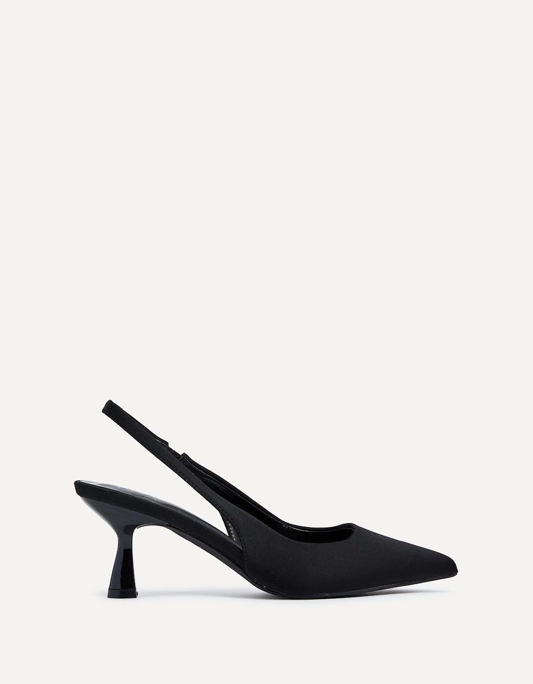 Presley Black Lycra Sling Back Low Court Heel, 2 of 1