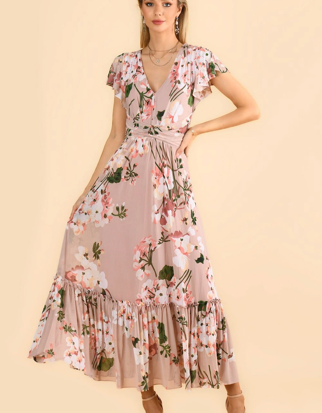 Kailee Mesh Floral Print Maxi Dress, 2 of 1