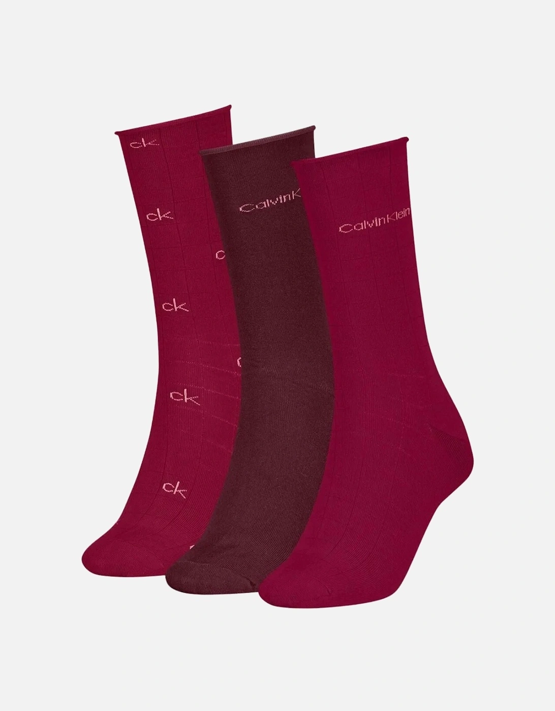 3-Pack Allover Logo Women's Socks Gift Tin, Berry Red, 4 of 3