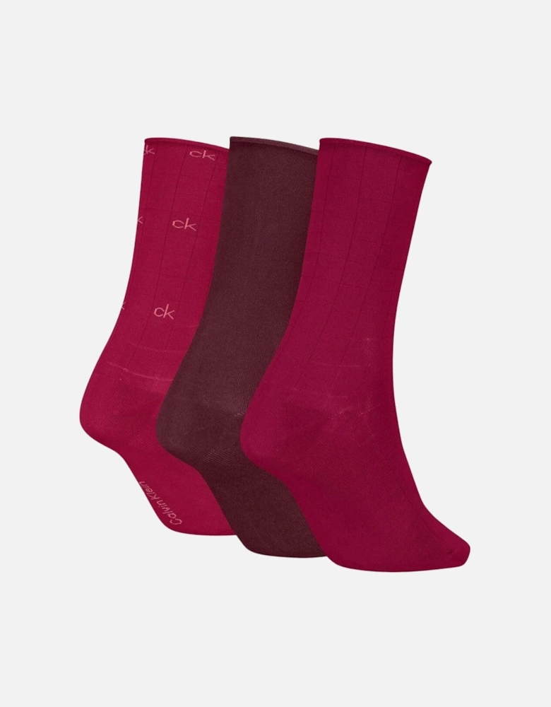 3-Pack Allover Logo Women's Socks Gift Tin, Berry Red