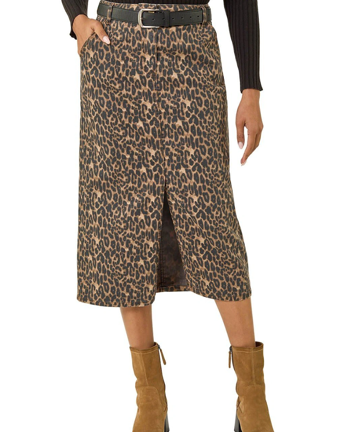 Animal Print Stretch Midi Skirt, 2 of 1