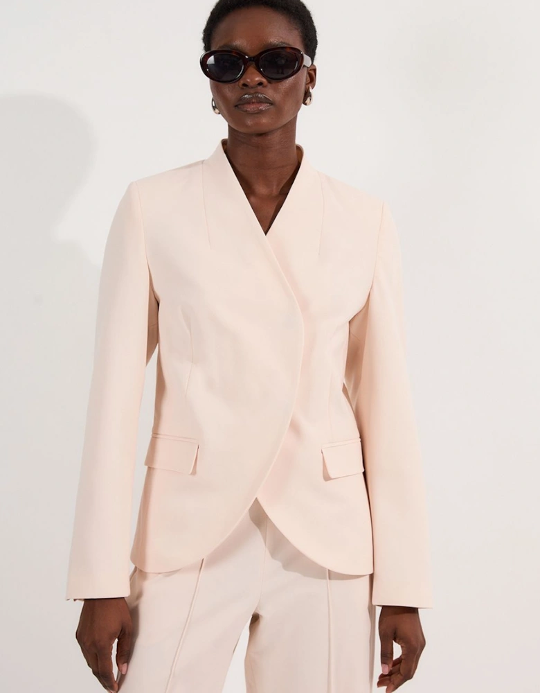Petite Compact Stretch Asymmetric Single Breasted Tailored Blazer