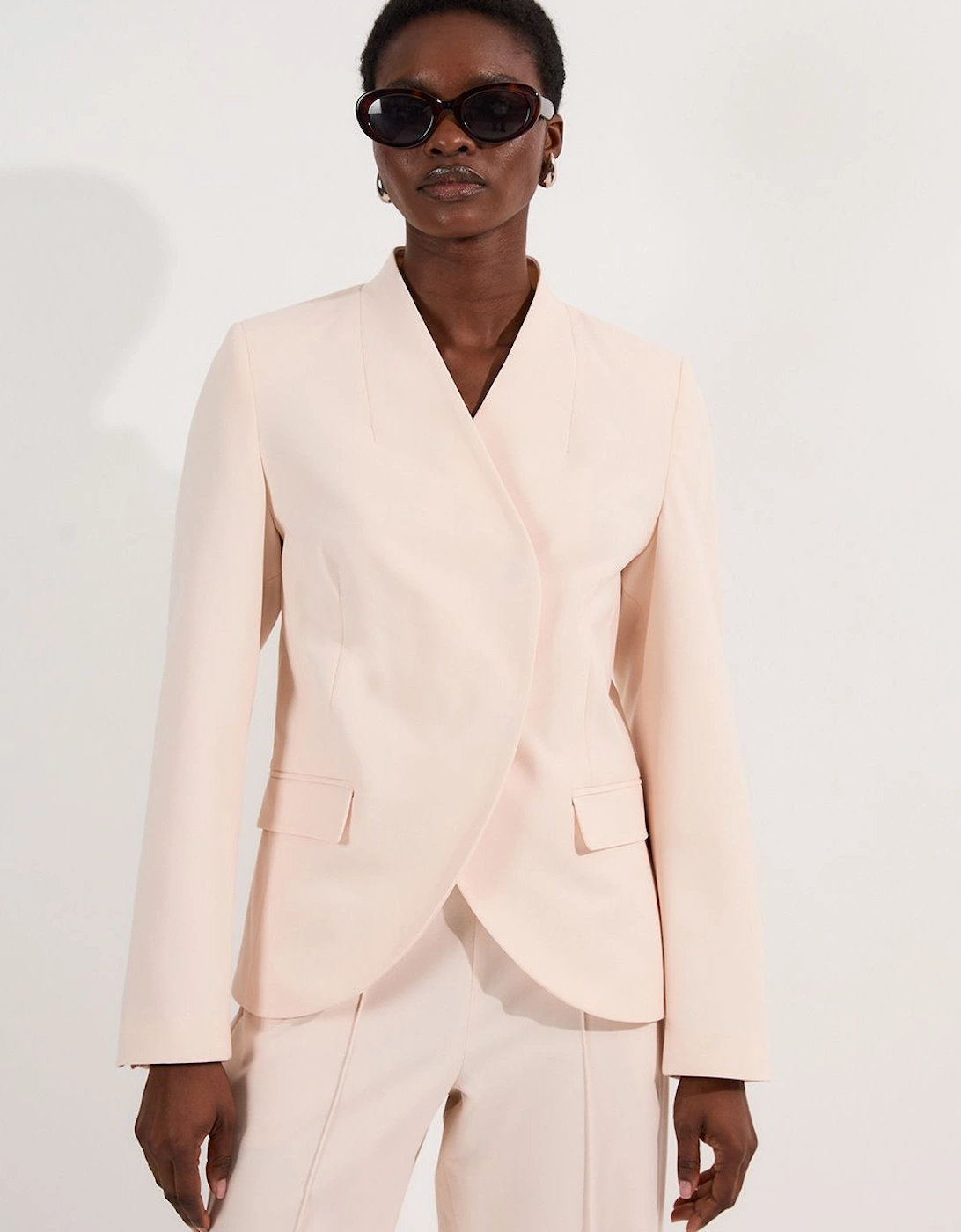 Petite Compact Stretch Asymmetric Single Breasted Tailored Blazer, 2 of 1