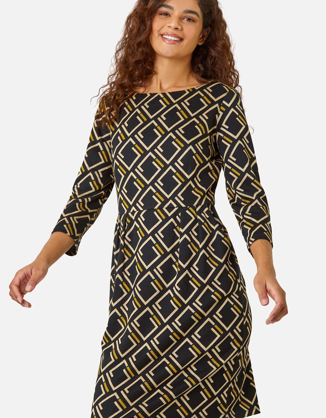 Geometric Print Pocket Shift Dress, 2 of 1