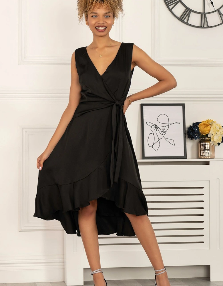 Sherlyn Wrap Flounce Hem Dress