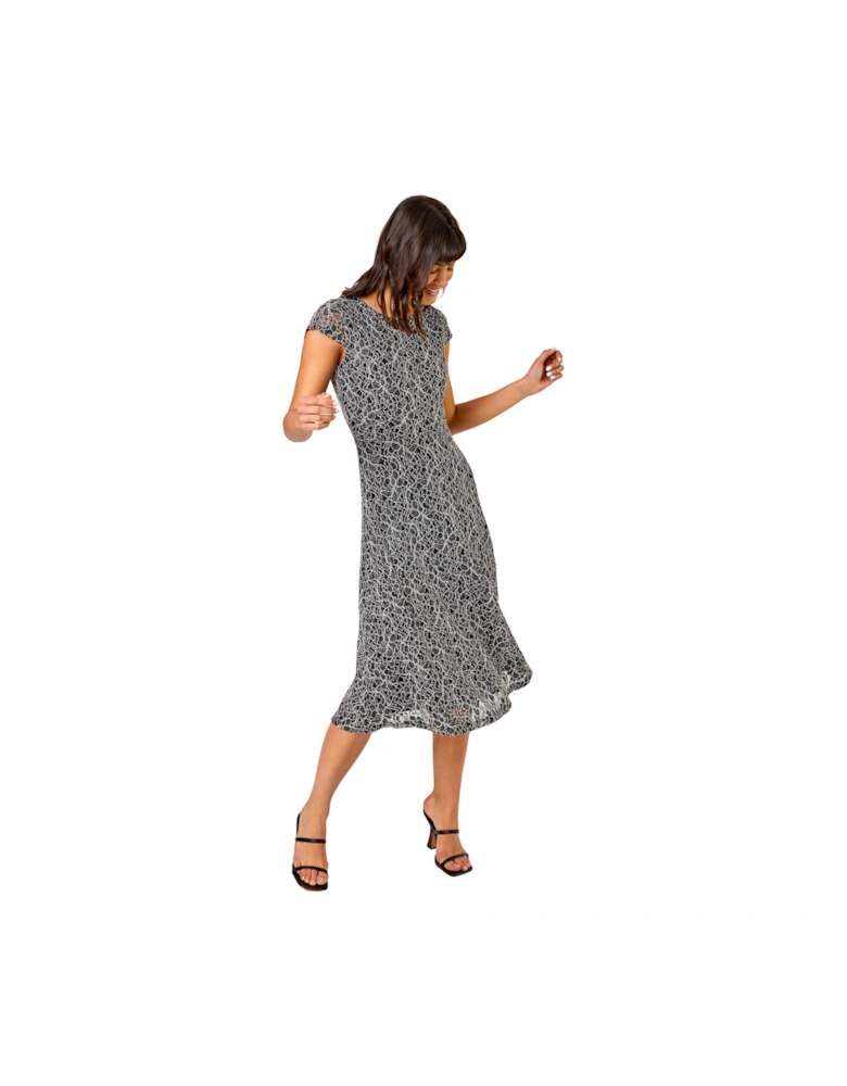 Glitter Stretch Lace Midi Dress