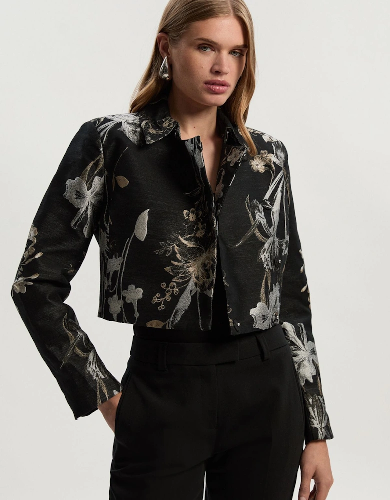 Floral Jacquard Tailored Jacket