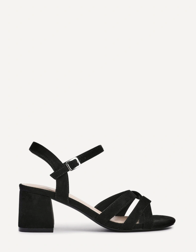 Flair Black Faux Suede Heeled Sandals