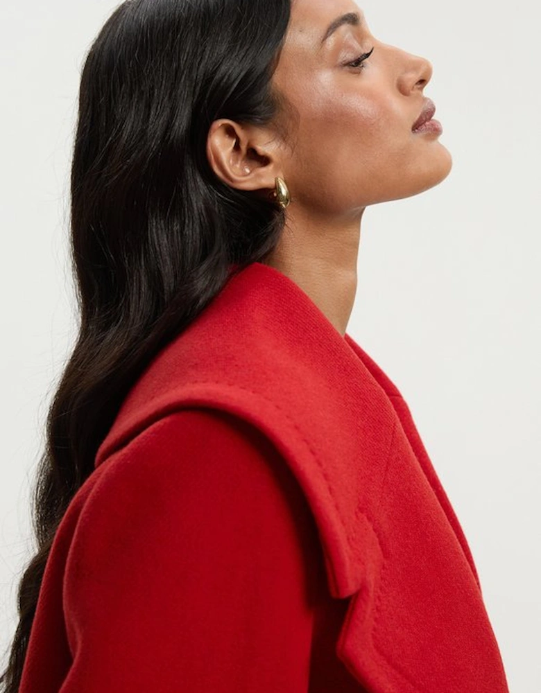 Wool Shawl Collar Tailored Double Breasted Short Coat