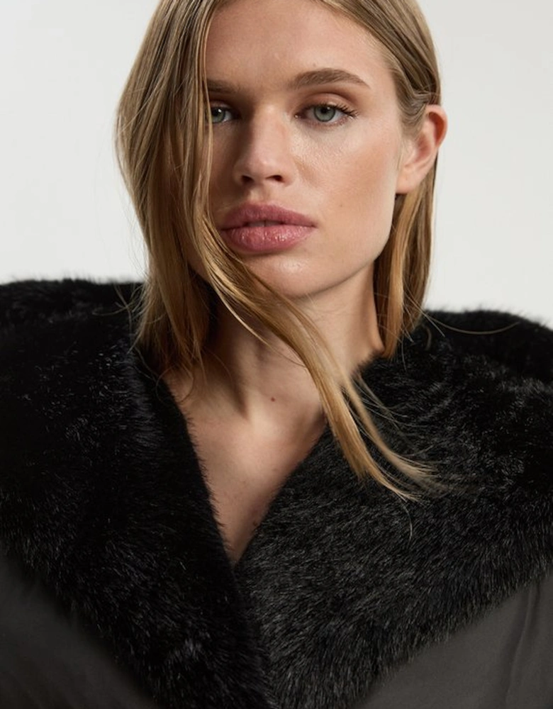Premium Faux Fur Lined Padded Hooded Belted Midi Coat